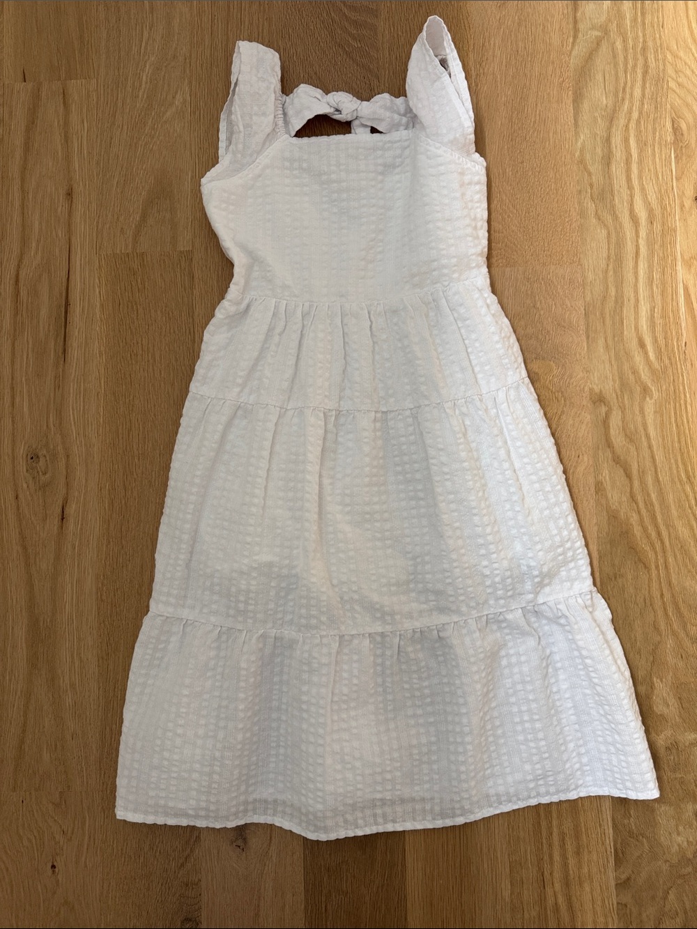 Old Navy White Tiered Seersucker Sundress